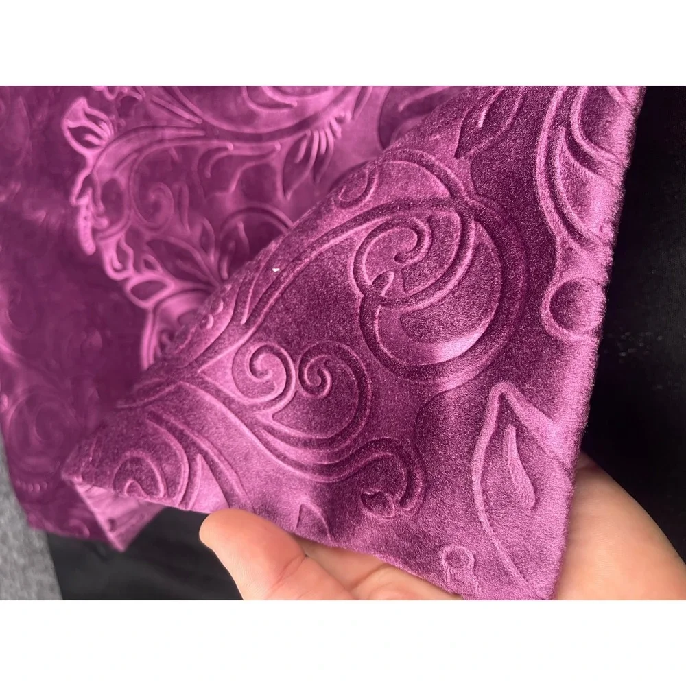 TangDepot Purple Embossed Velvet Damask Floral Throw Pillow Cover 22x22 Square